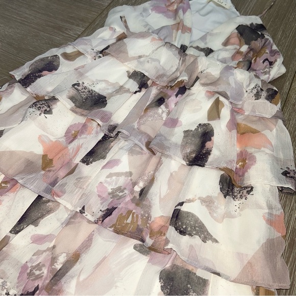 ILLA ILLA Ruffle Tiered Floral Mini Dress M Boho Chic Layered Summer Party - Picture 3 of 14